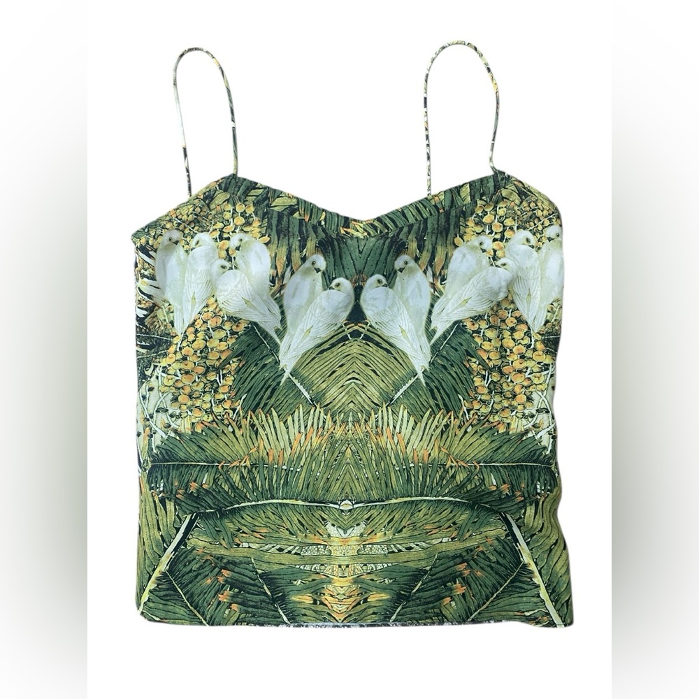 Ted Baker Green Tropical Bird Print Spaghetti Strap Tank